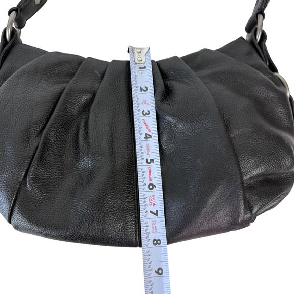 Simply Vera Wang Pleated Black Pebbled Leather Classic Hobo Shoulder Bag Purse - Picture 14 of 16